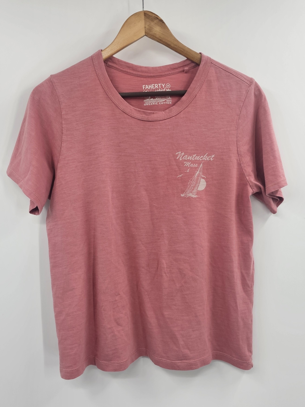 Faherty Pink Organic Cotton T-Shirt Size Medium